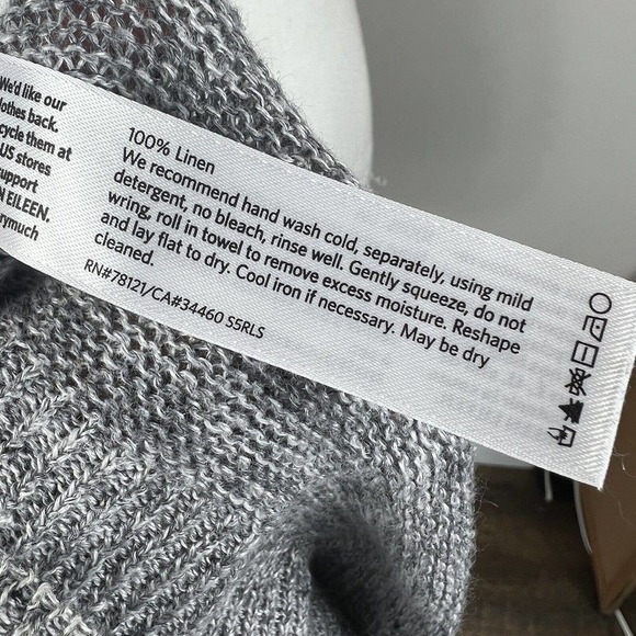 Eileen Fisher Women's Deep V-Neck Linen Thin Knit Sweater XS/TP Gray Oversized - Picture 10 of 10